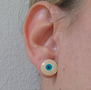 Evil eye small Pink Earrings